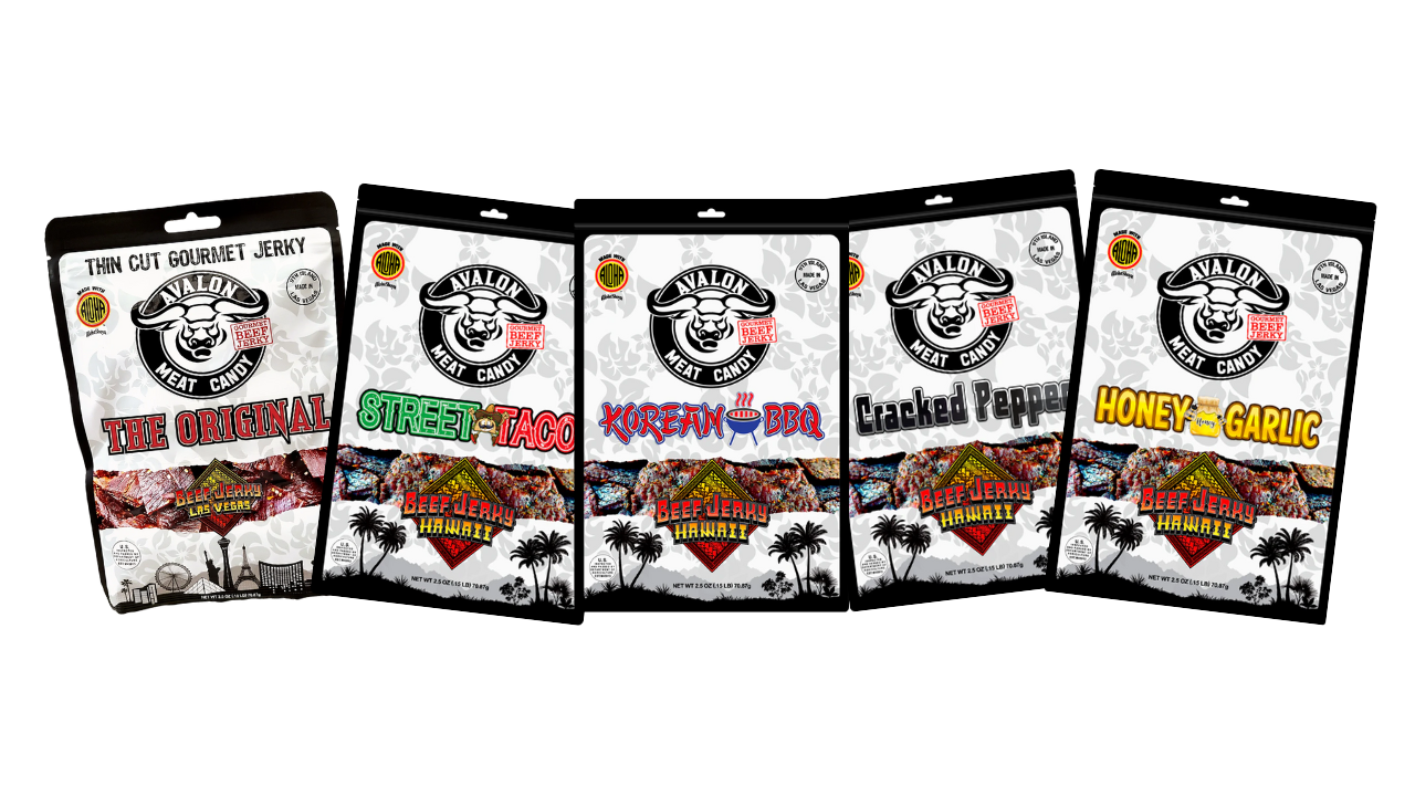 5-Pack Gourmet Beef Jerky – 2.5oz Each – The Original, Street Taco, Korean BBQ, Cracked Pepper, Honey Garlic – Thinly Sliced Angus – Bold Flavors with Teriyaki, Jalapeño, Hickory, Garlic, & Cracked Pepper – High Protein Snack Pack