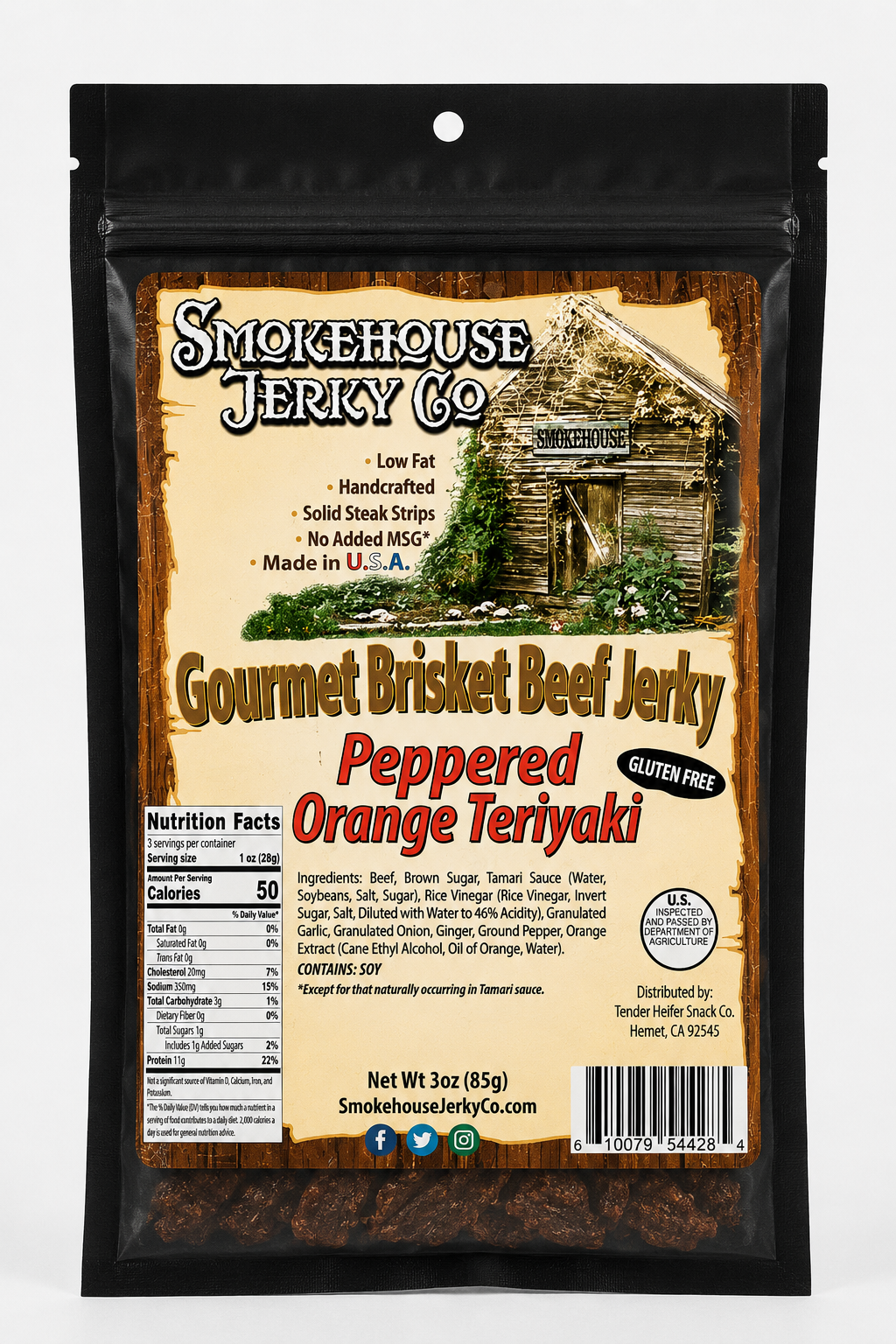 Peppered Orange Teriyaki Jerky - Smokehouse