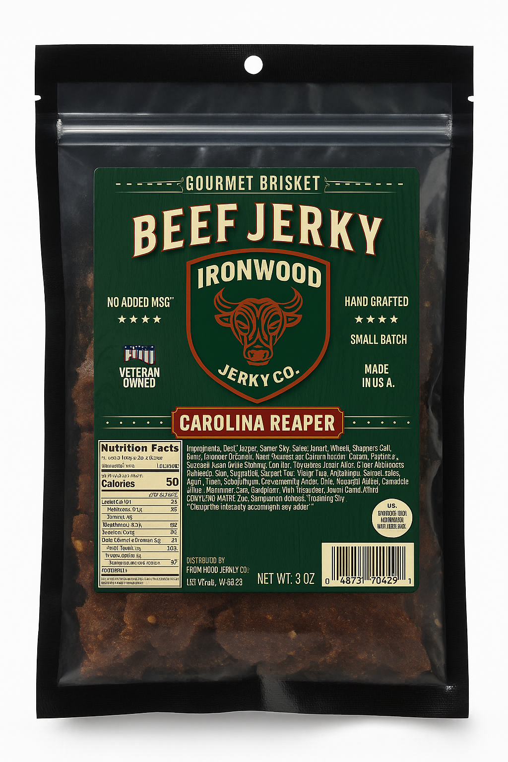 Carolina Reaper (Extremely Hot) Brisket Beef Jerky