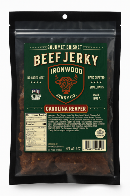 Carolina Reaper (Extremely Hot) Brisket Beef Jerky