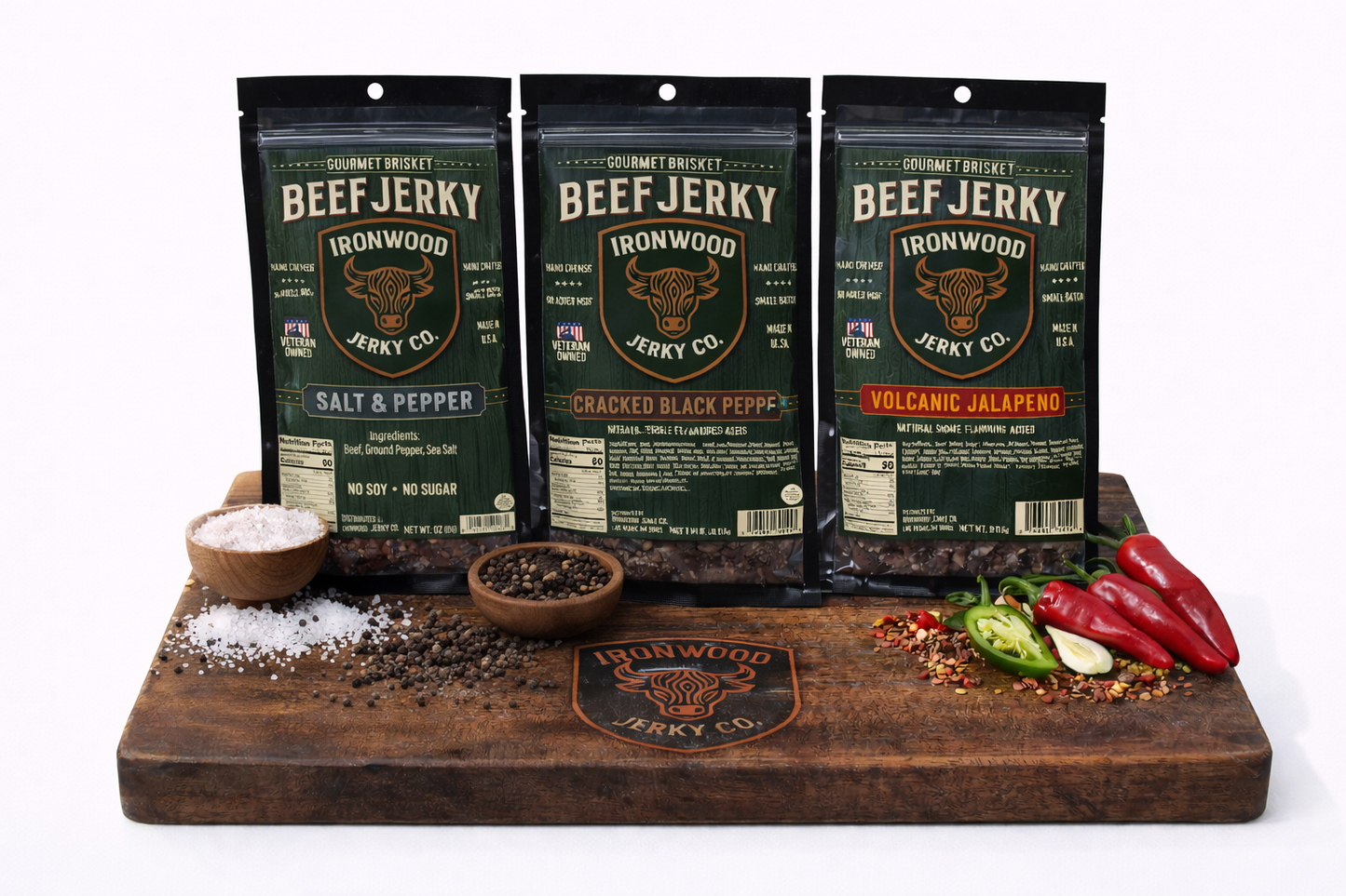 The Pepperhead 3-Pack (Savory Jerky Bundle)