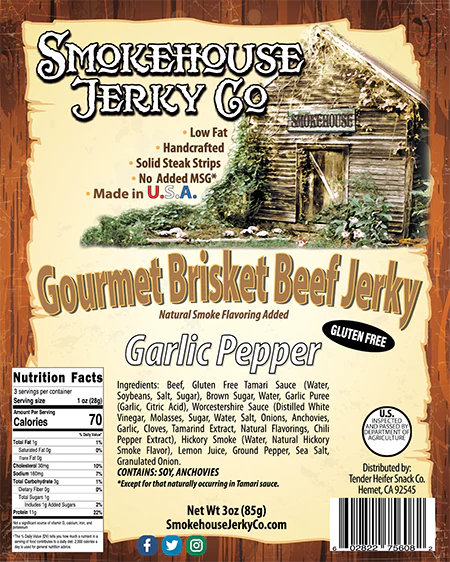 Garlic Pepper Brisket Beef Jerky - (GLUTEN FREE)