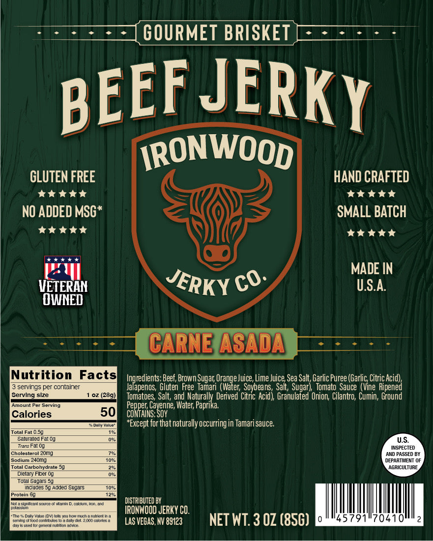 Carne Asada Brisket Beef Jerky - GLUTEN FREE