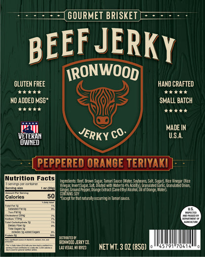 Peppered Orange Teriyaki Beef Jerky