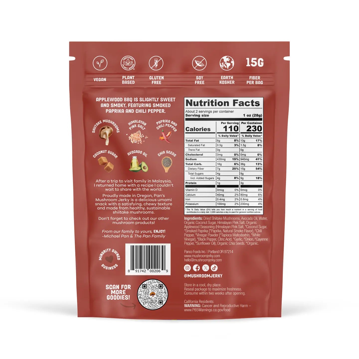 Applewood BBQ Mushroom Jerky