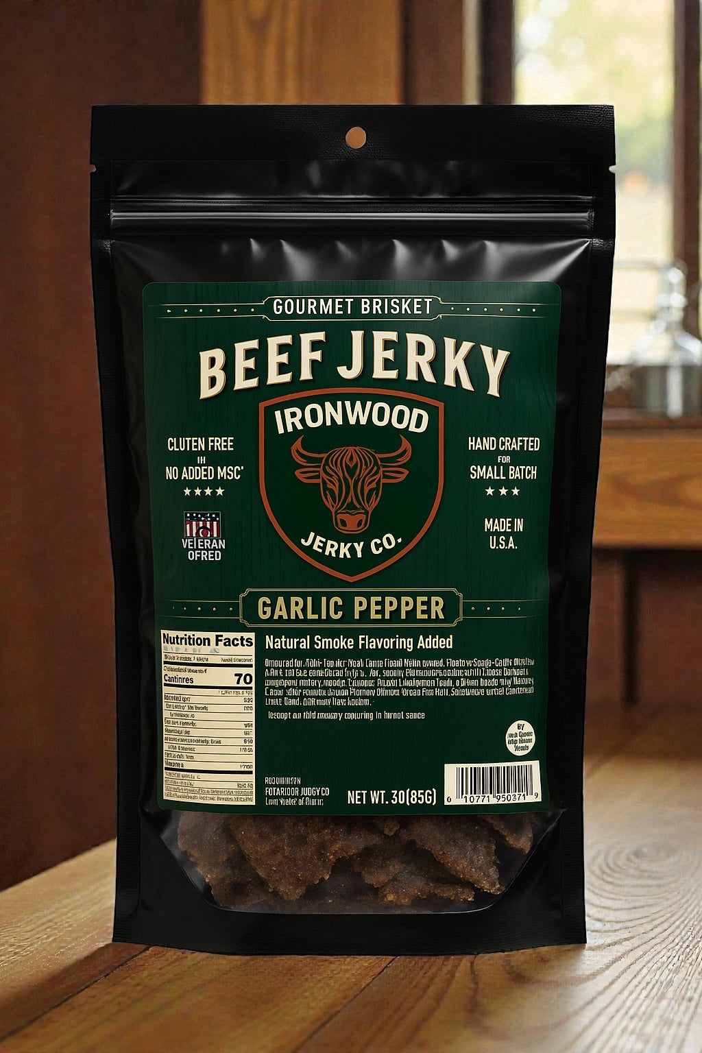 Garlic Pepper Brisket Beef Jerky - (GLUTEN FREE)