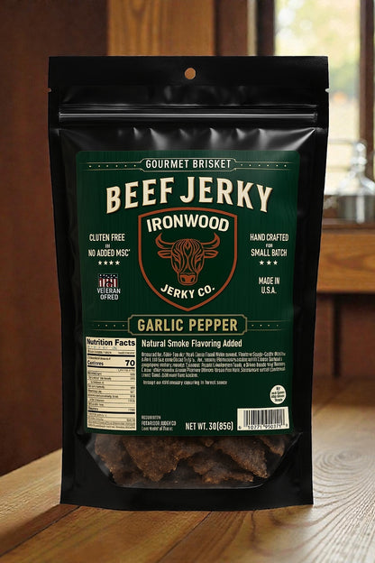 Garlic Pepper Brisket Beef Jerky - (GLUTEN FREE)