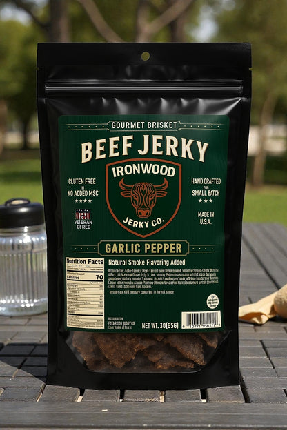 Garlic Pepper Brisket Beef Jerky - (GLUTEN FREE)