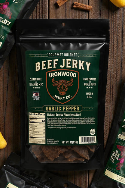 Garlic Pepper Brisket Beef Jerky - (GLUTEN FREE)