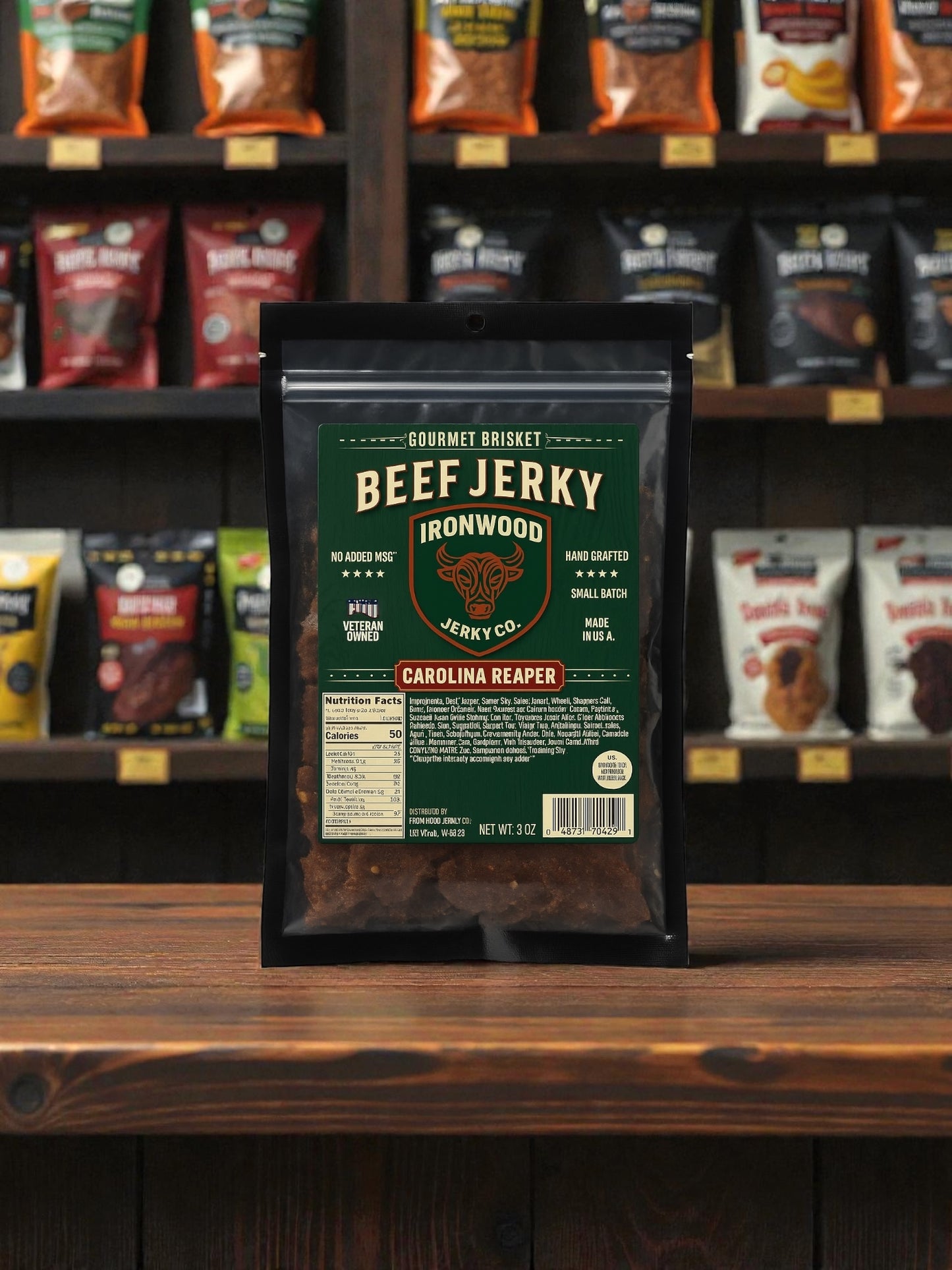 Carolina Reaper (Extremely Hot) Brisket Beef Jerky
