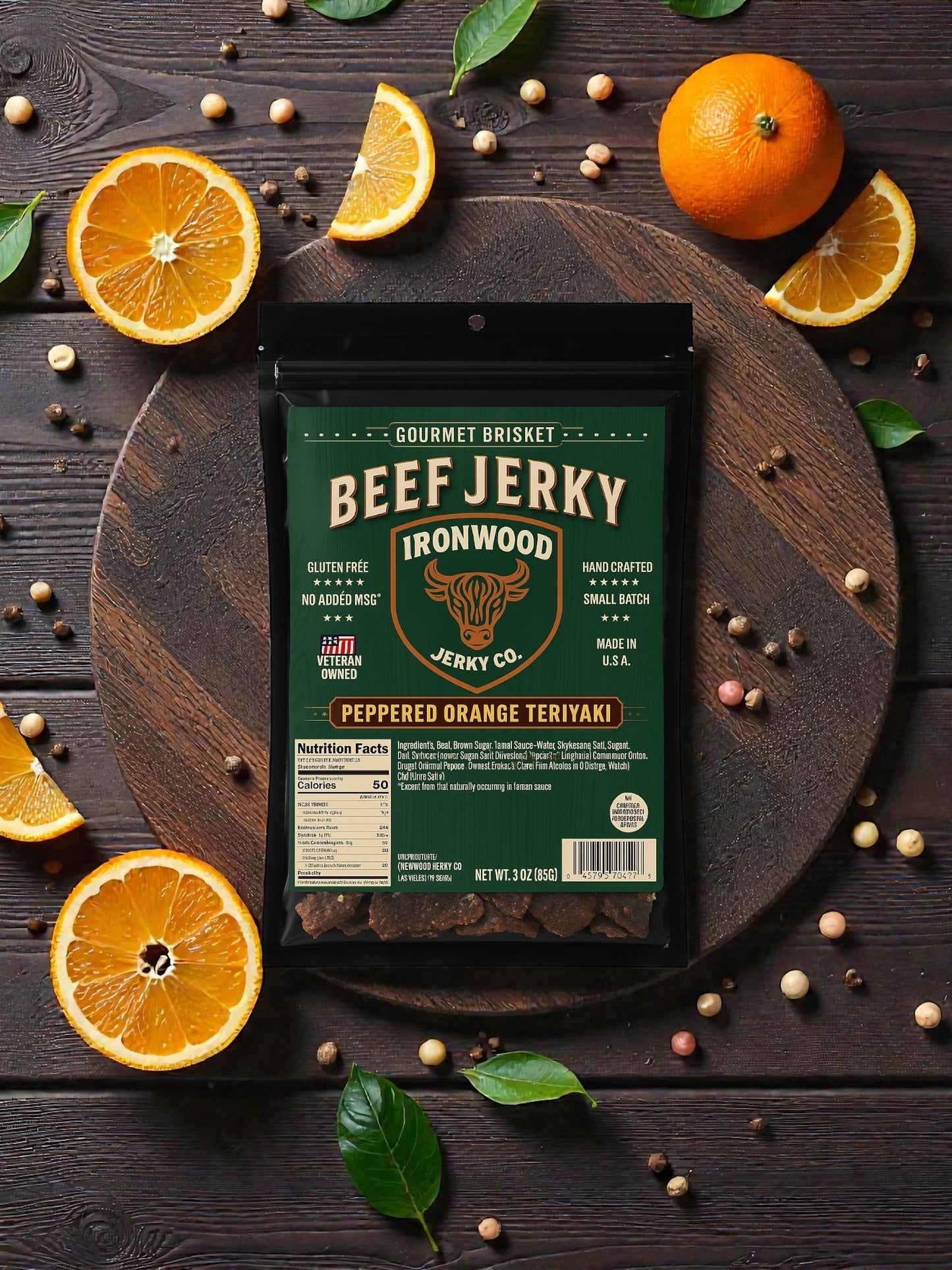 Peppered Orange Teriyaki Beef Jerky