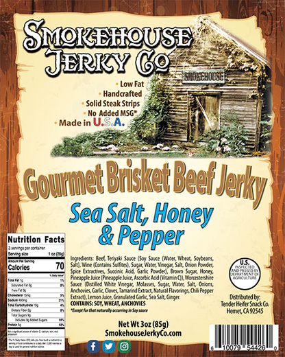 Sea Salt, Honey and Pepper Brisket Beef Jerky