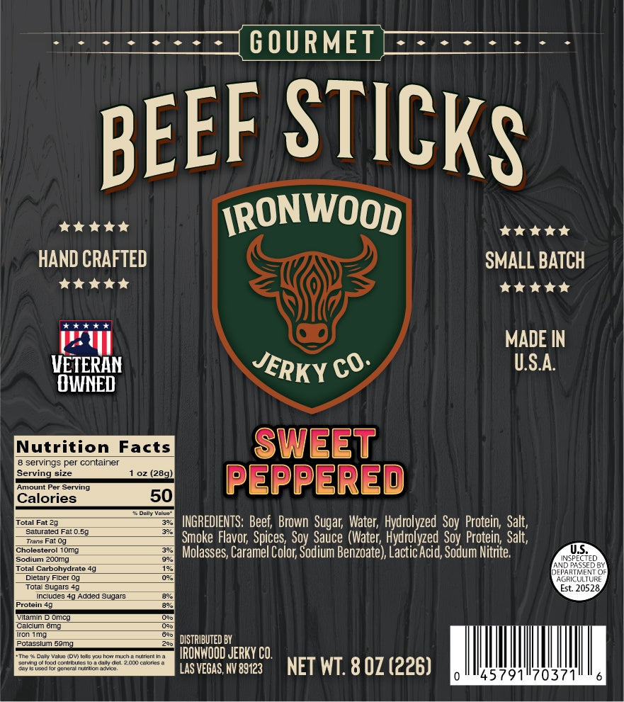 1/2 Pound of Sweet Peppered Beef Sticks