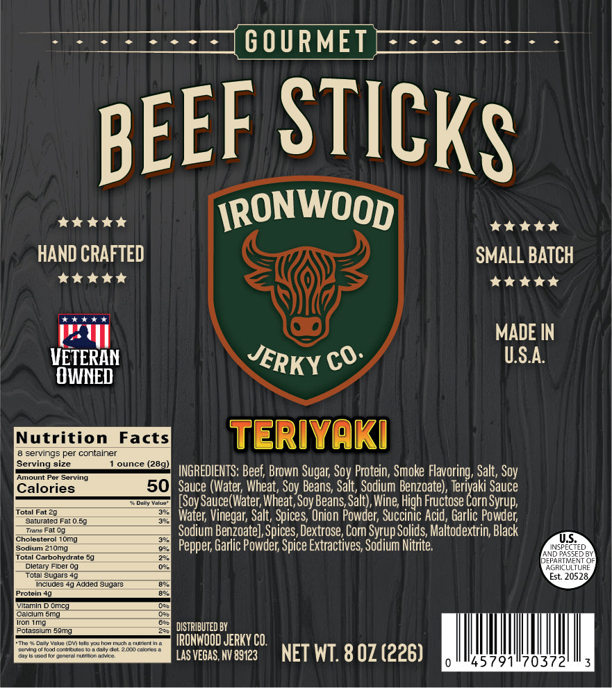1/2 Pound of Teriyaki Beef Sticks