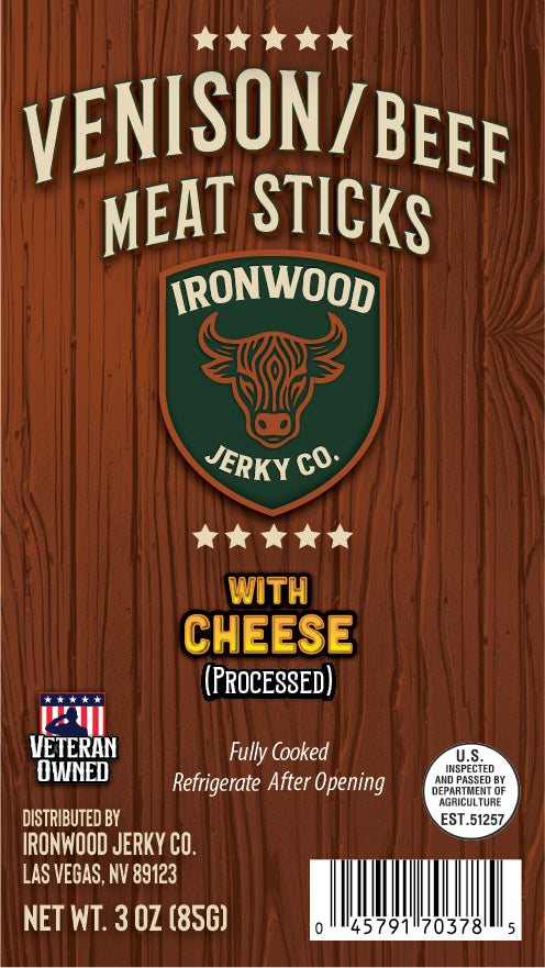 Venison Beef Snack Stick with Cheese 3.5 oz