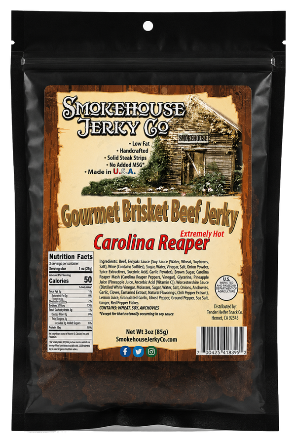 Carolina Reaper (Extremely Hot) Jerky - Smokehouse