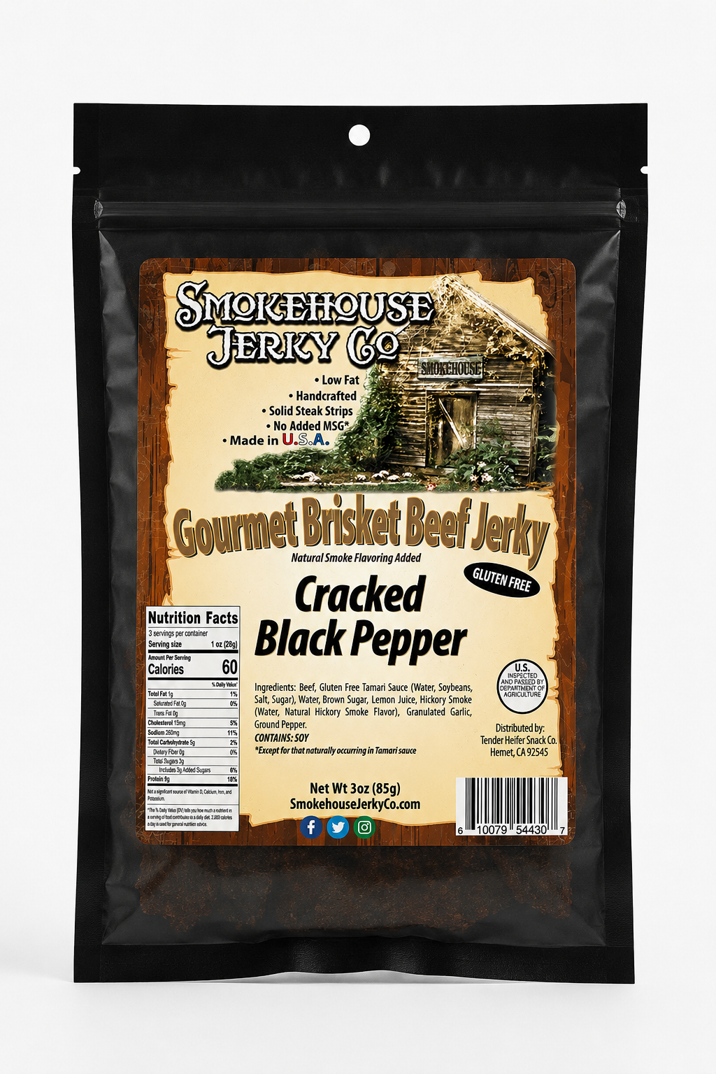 Cracked Black Pepper Jerky - Smokehouse