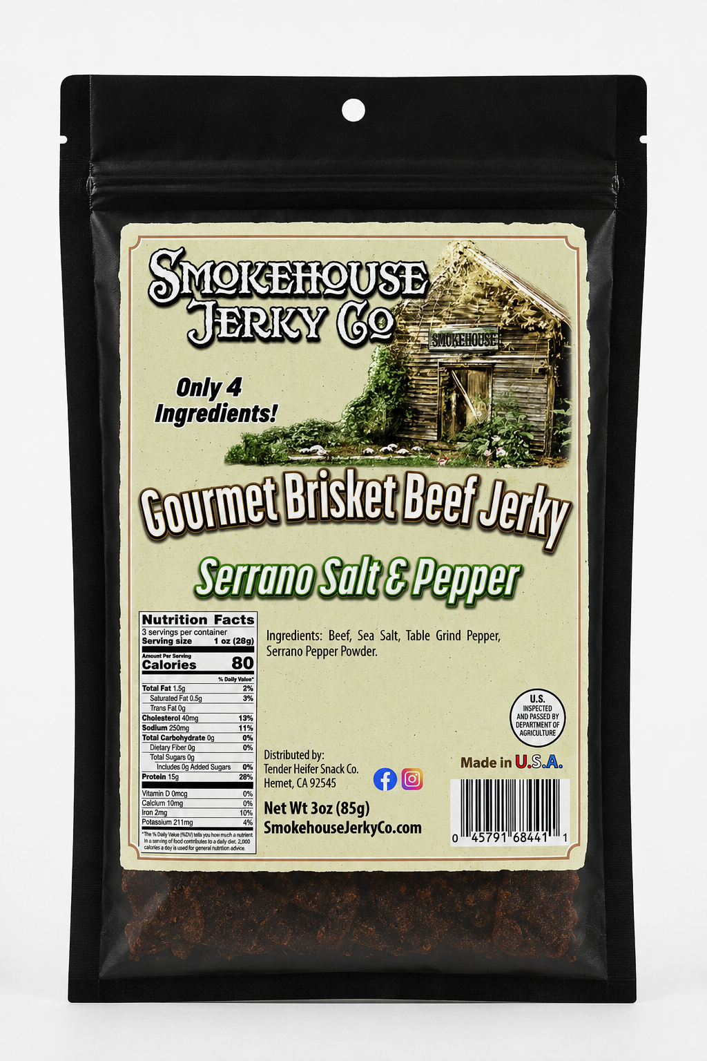 Serrano Salt Pepper Jerky - Smokehouse