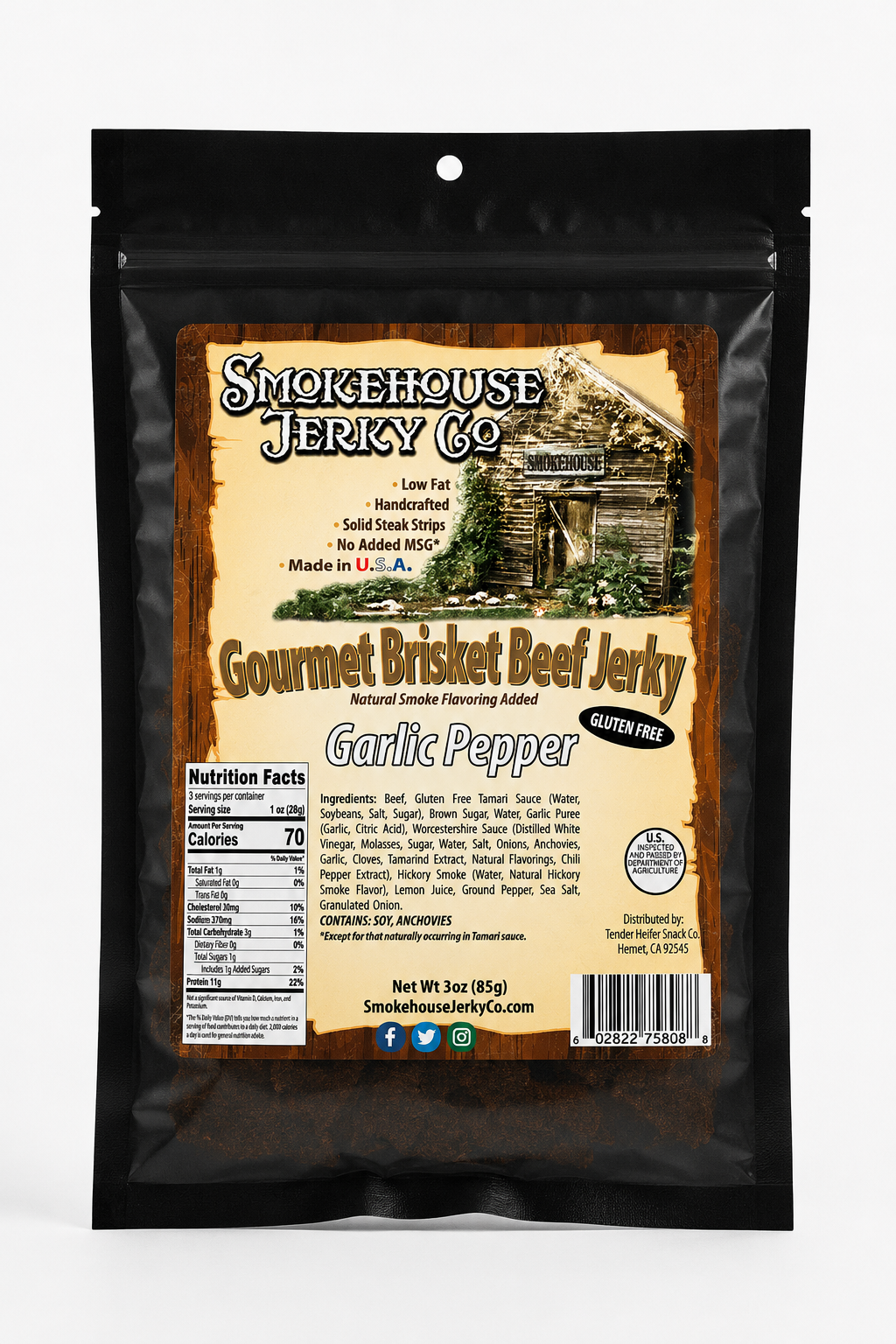 Garlic Pepper Jerky - Smokehouse